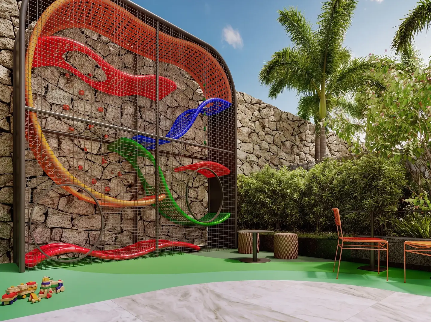Playground ao Ar Livre Integrado ao Paisagismo Tropical